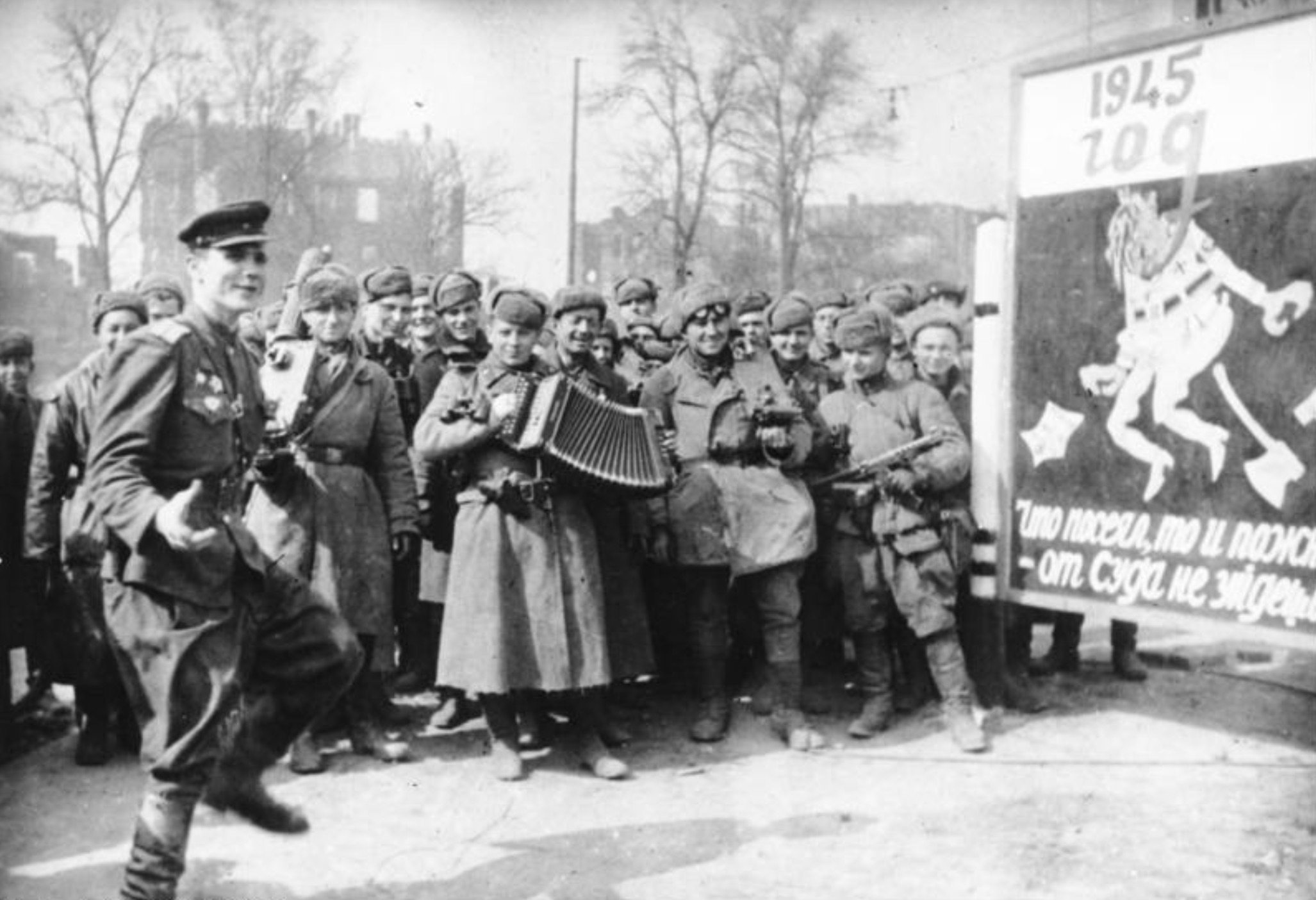 Red Army soldiers celebrating the capture of Berlin. 